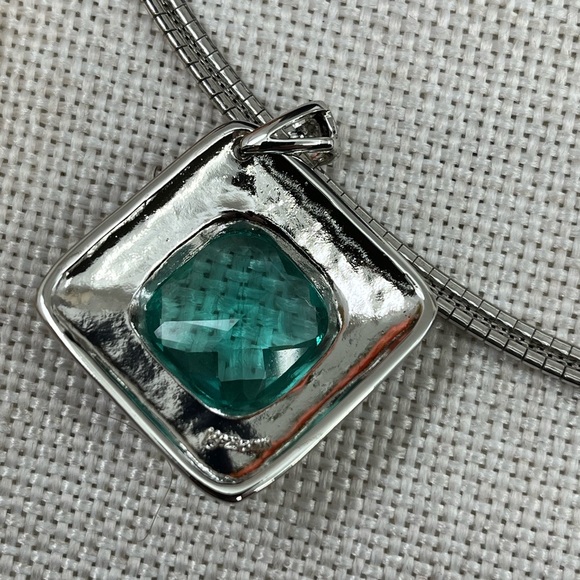 925 Italy Platinum Over Sterling Silver Hammered Pendant Necklace – 26.2g - Picture 5 of 17